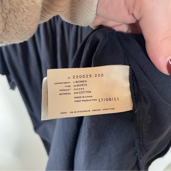 Arket Sweden Long Sleeve Cotton‎ Midi Dress Black Medium - Picture 6 of 8